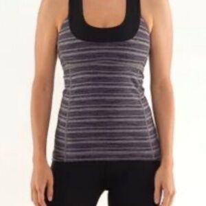 Lululemon Black and Gray Striped Tank Top size 6